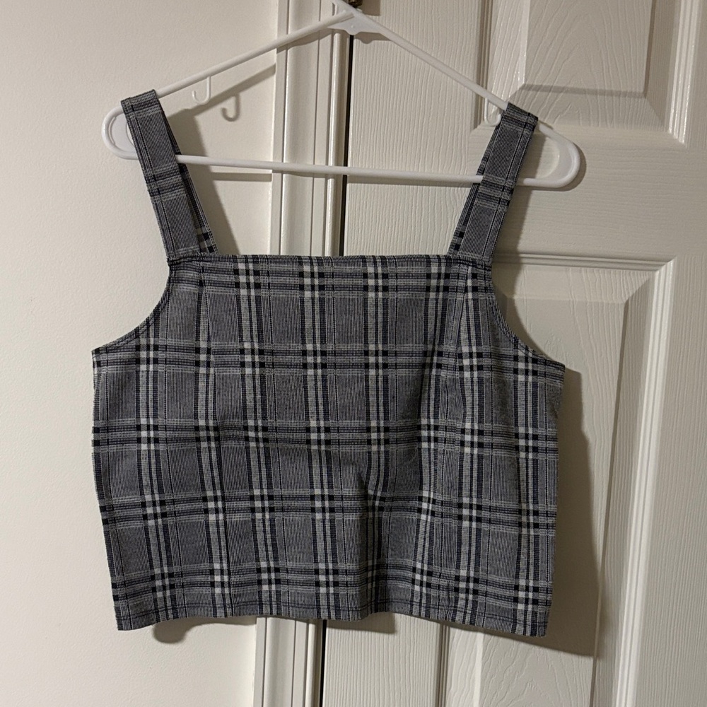 Gray & Black Plaid Crop Top